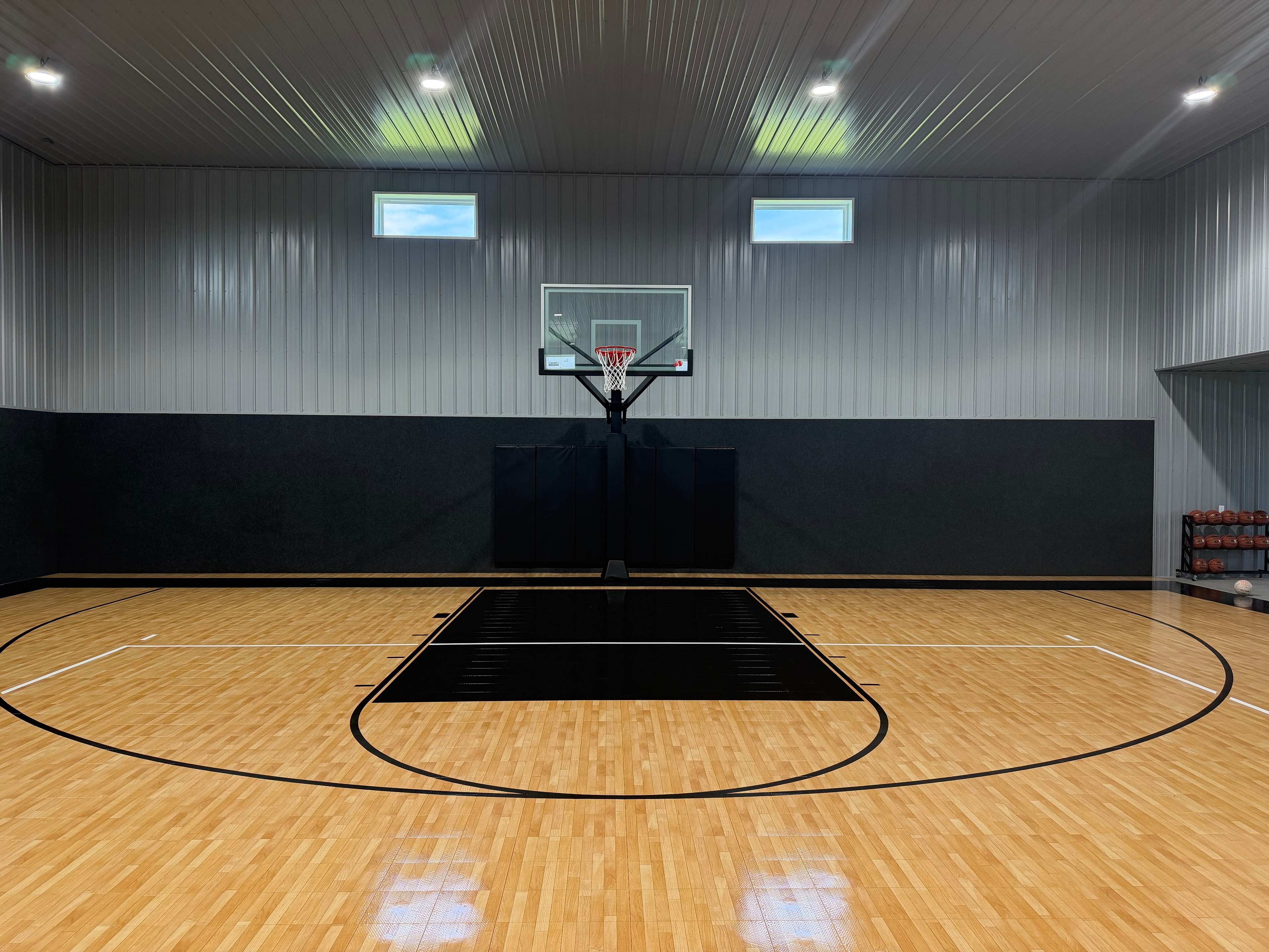 Indoor volleyball court with net